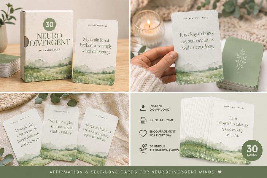 Neurodivergent Affirmation Cards (30) *This is a Digital Download|Printable*